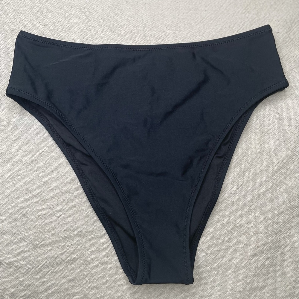 Relleciga High Cut High Waisted Black Bikini Swim Bottom Cheeky Large - Picture 2 of 10